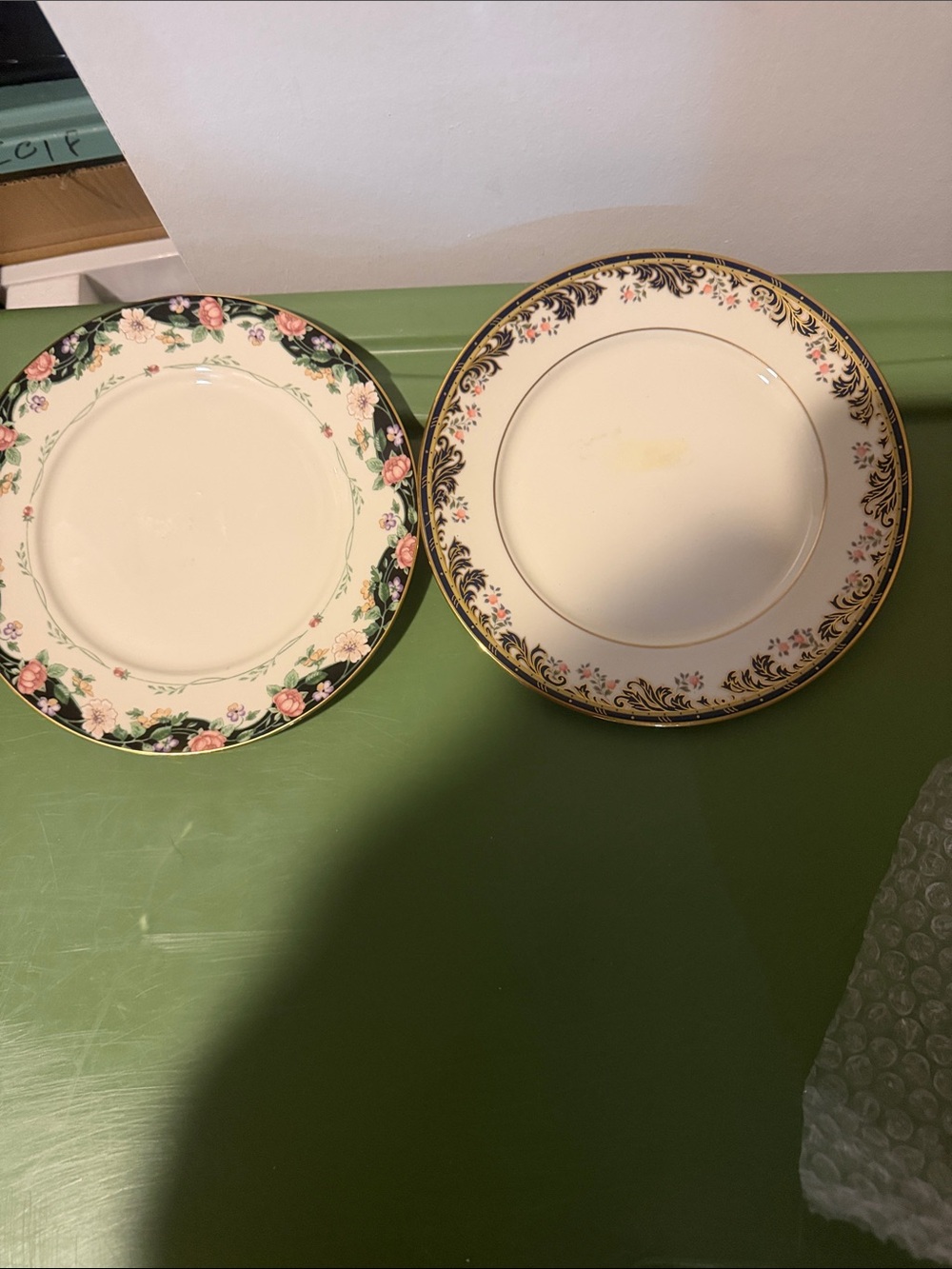 Lenox Porcelain Dinner Plates with Pink Floral & Gold Trim